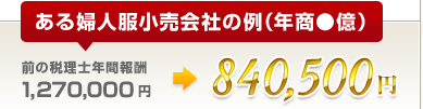 ある婦人服小売会社会社の例（年商●億）／前の税理士年間報酬1270,000円→840,500円